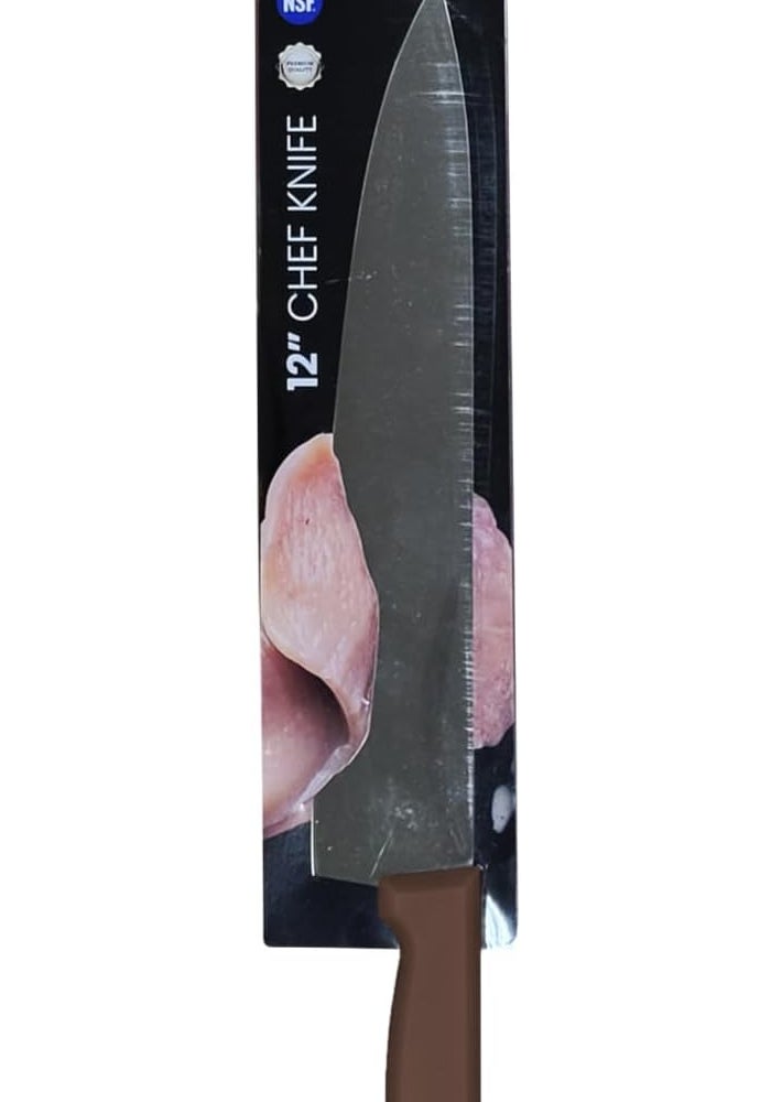 Kitchen Master 12 Inch Stainless Steel Professional Chef Knife (Brown) - Image 3